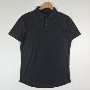 Cuts Polo Shirt Mens Medium Black Curve Hem Pima Cotton Short Sleeve Embroidered